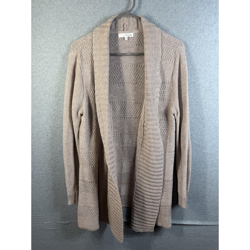 Honey Belle Cardigan Womens Medium Beige Open Front Long Sleeve Knit Sweater